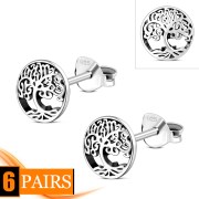 6pairs, Celtic Tree of Life Silver Stud Earrings, ep318